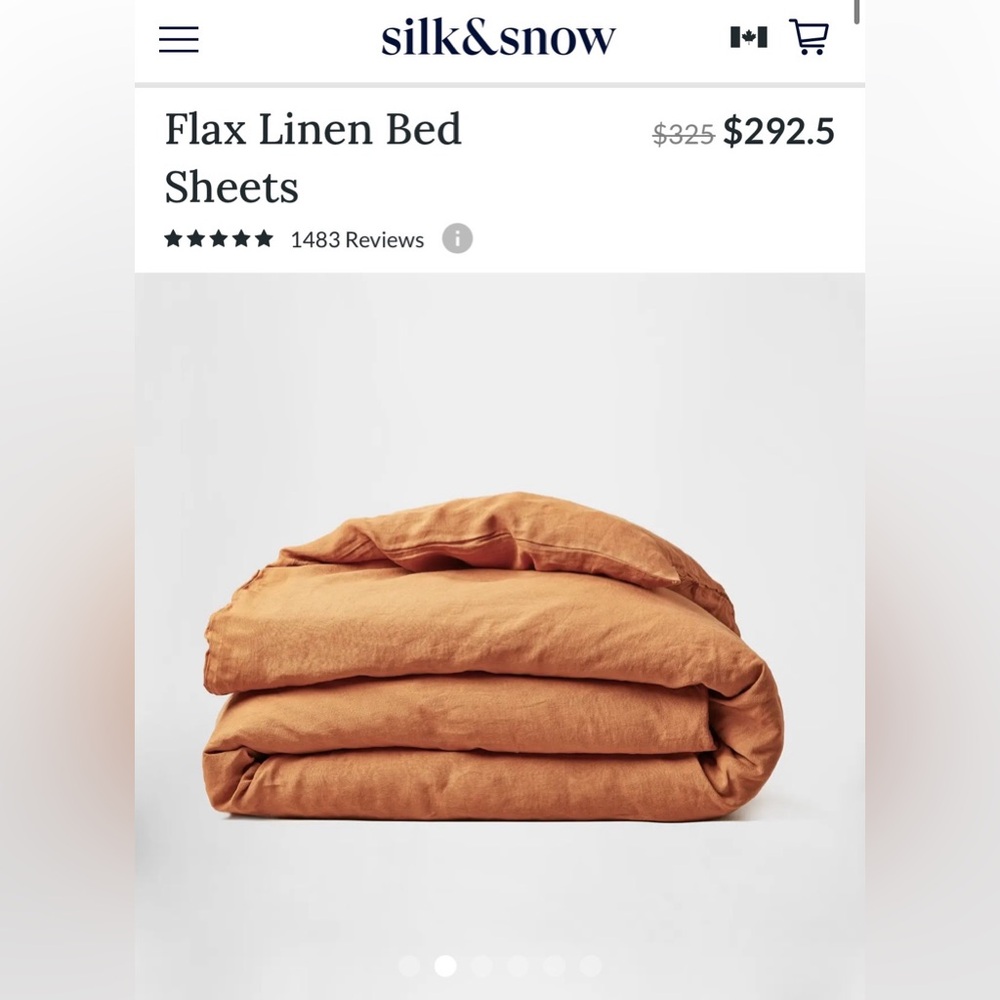 $330.53 Silk&Snow Flax Linen Duvet Cover, Copper, Queen